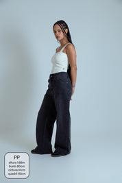 calça jeans ajustável wide midnight black