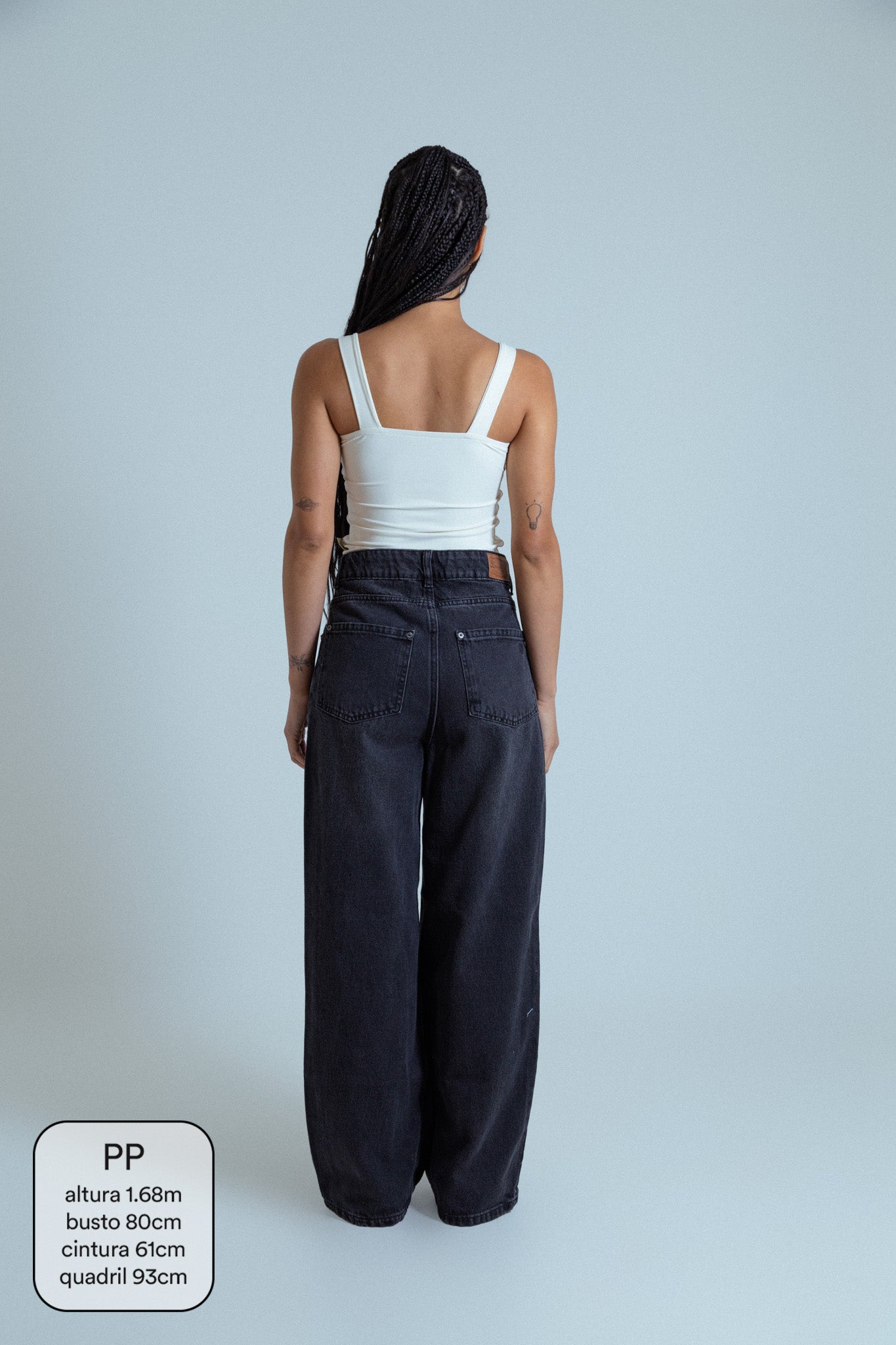 calça jeans ajustável wide midnight black