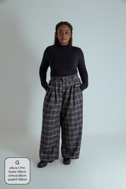 calça alfaiataria ajustável xadrez chefa