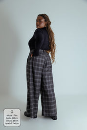 calça alfaiataria ajustável xadrez chefa