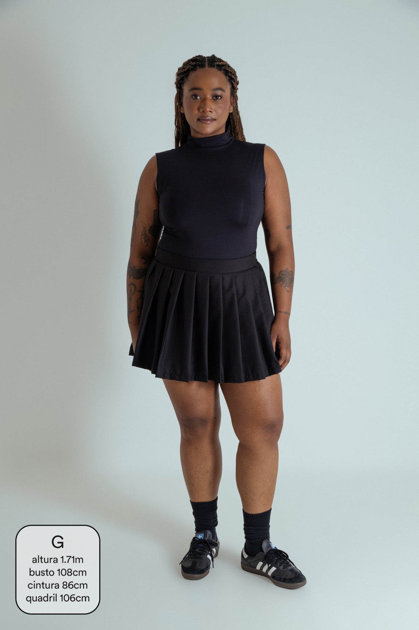 mini short saia plissado