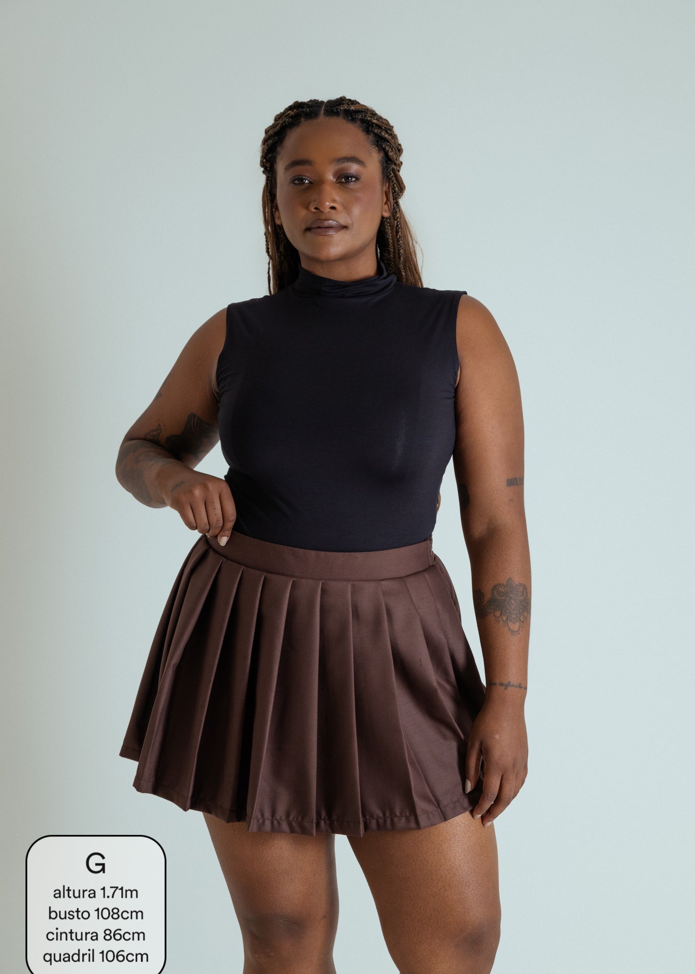 mini short saia plissado