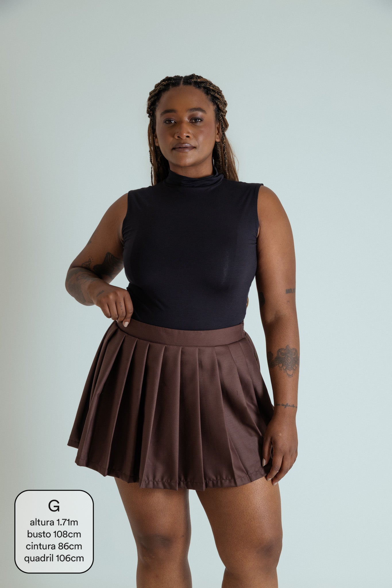 mini short saia plissado