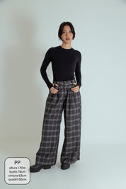 calça alfaiataria ajustável xadrez chefa