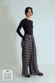 calça alfaiataria ajustável xadrez chefa