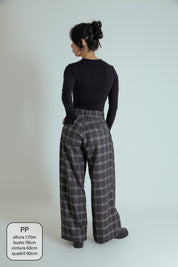 calça alfaiataria ajustável xadrez chefa