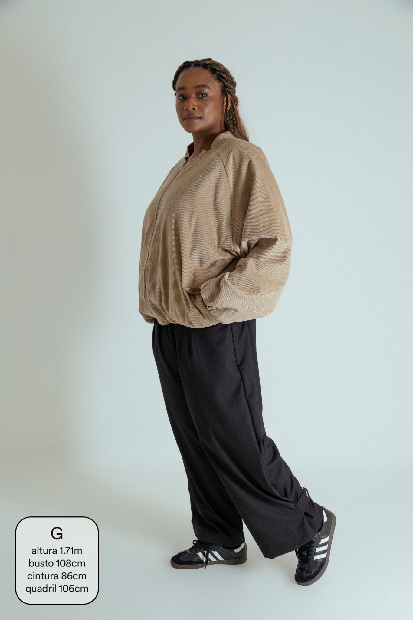 jaqueta bomber canelada oversized