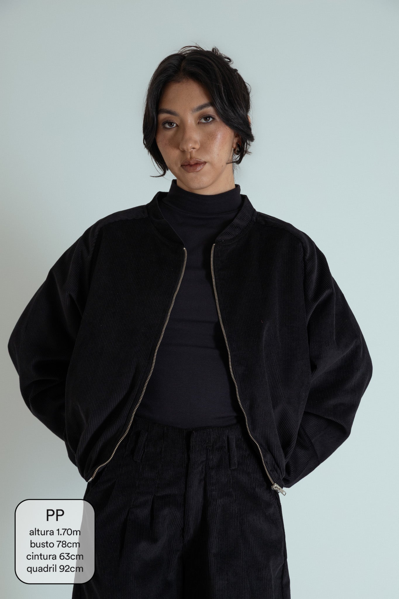 jaqueta bomber canelada oversized