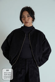 jaqueta bomber canelada oversized