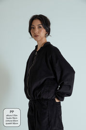 jaqueta bomber canelada oversized