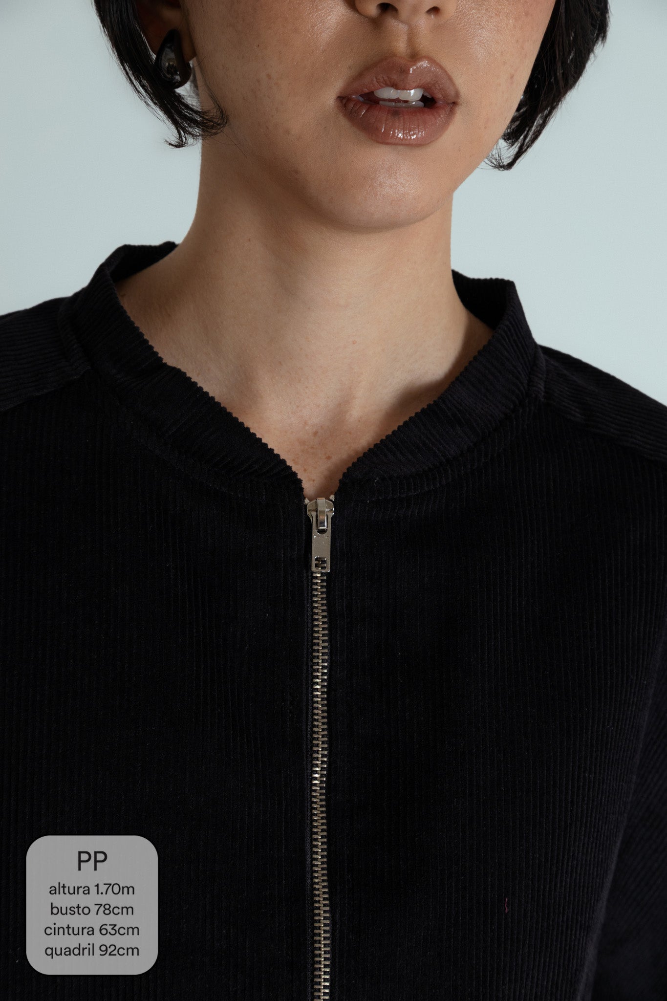 jaqueta bomber canelada oversized