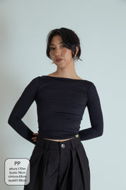 blusa decote costas manga longa dedinho