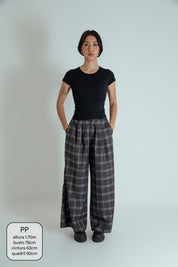 calça alfaiataria ajustável xadrez chefa