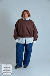 calça jeans ajustável mom denim blue