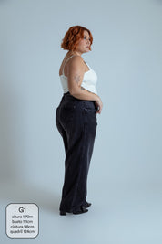 calça jeans ajustável mom midnight black