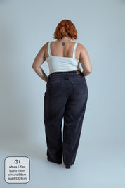 calça jeans ajustável mom midnight black