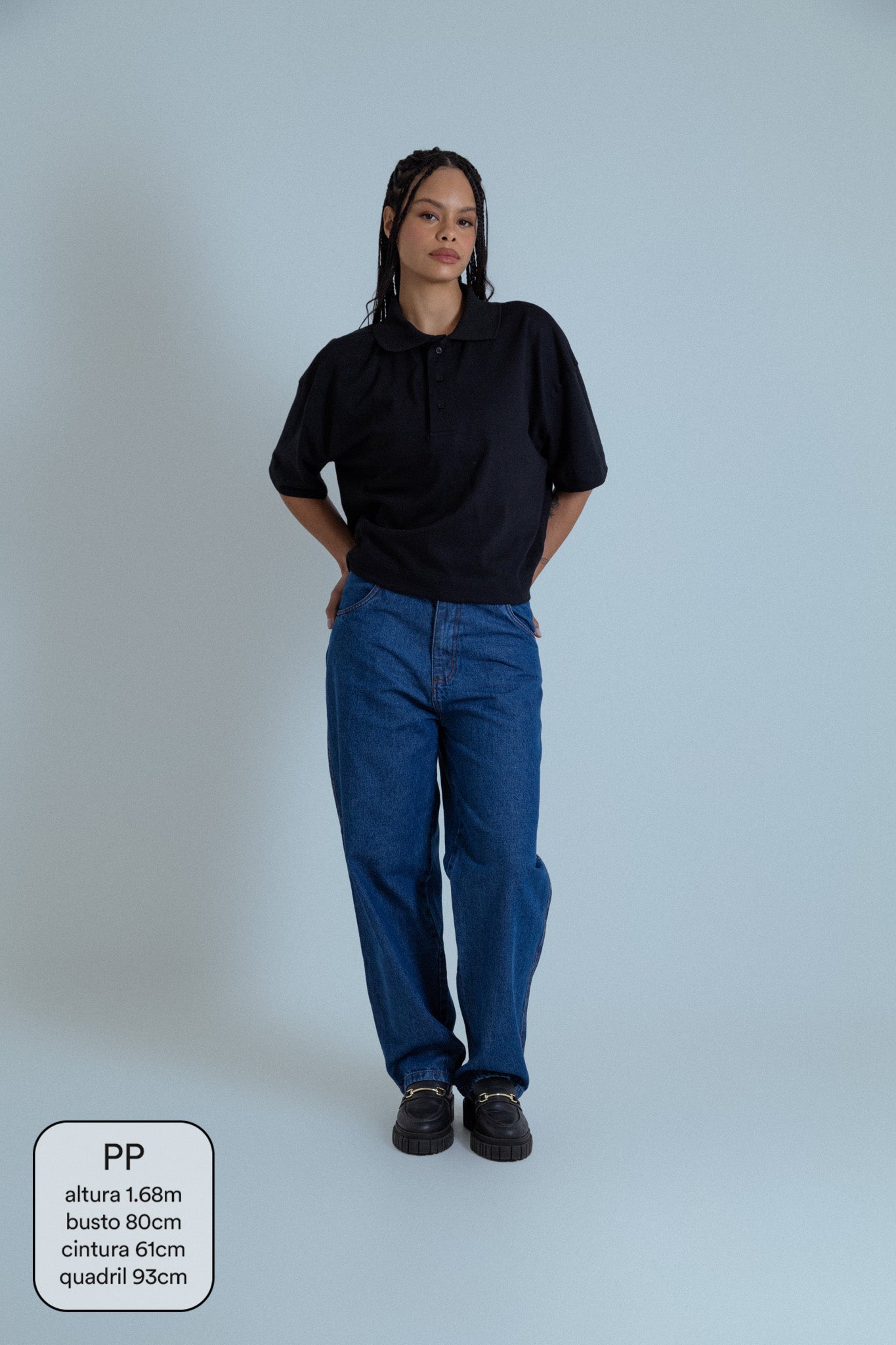 calça jeans ajustável mom denim blue