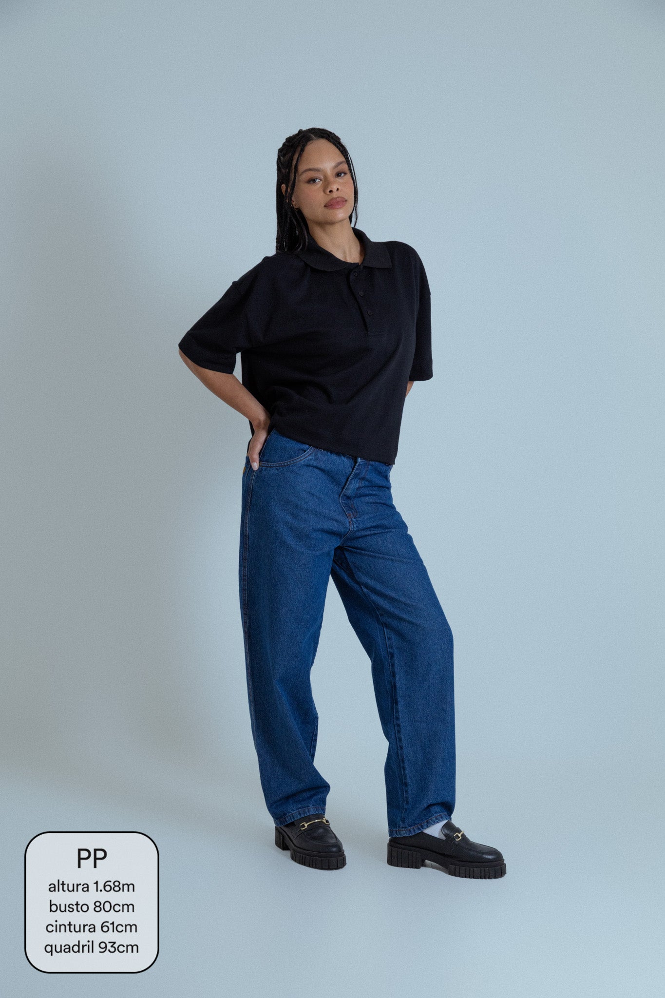 calça jeans ajustável mom denim blue