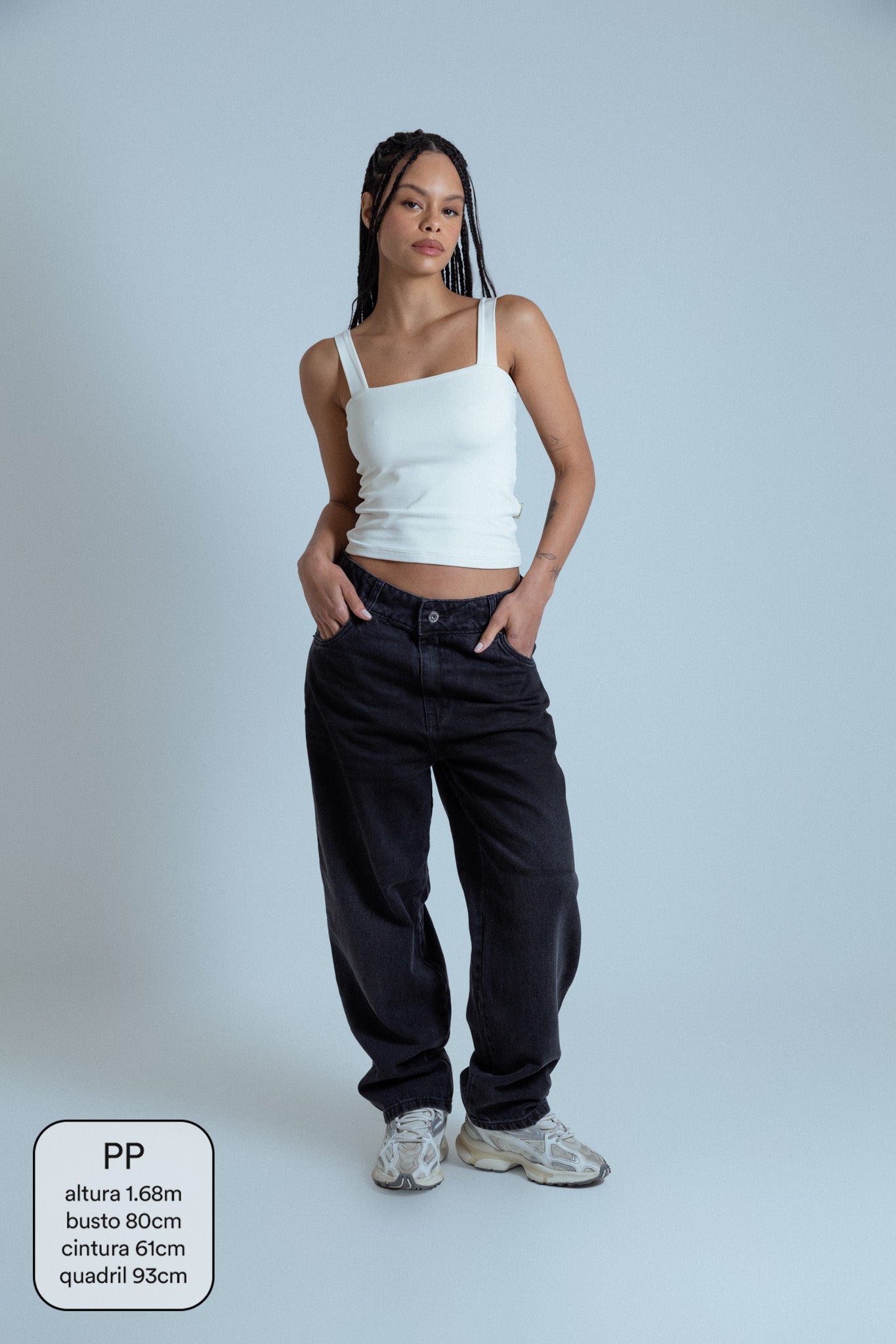 calça jeans ajustável mom midnight black