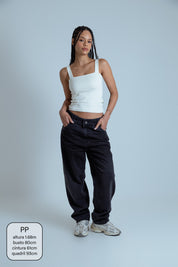 calça jeans ajustável mom midnight black