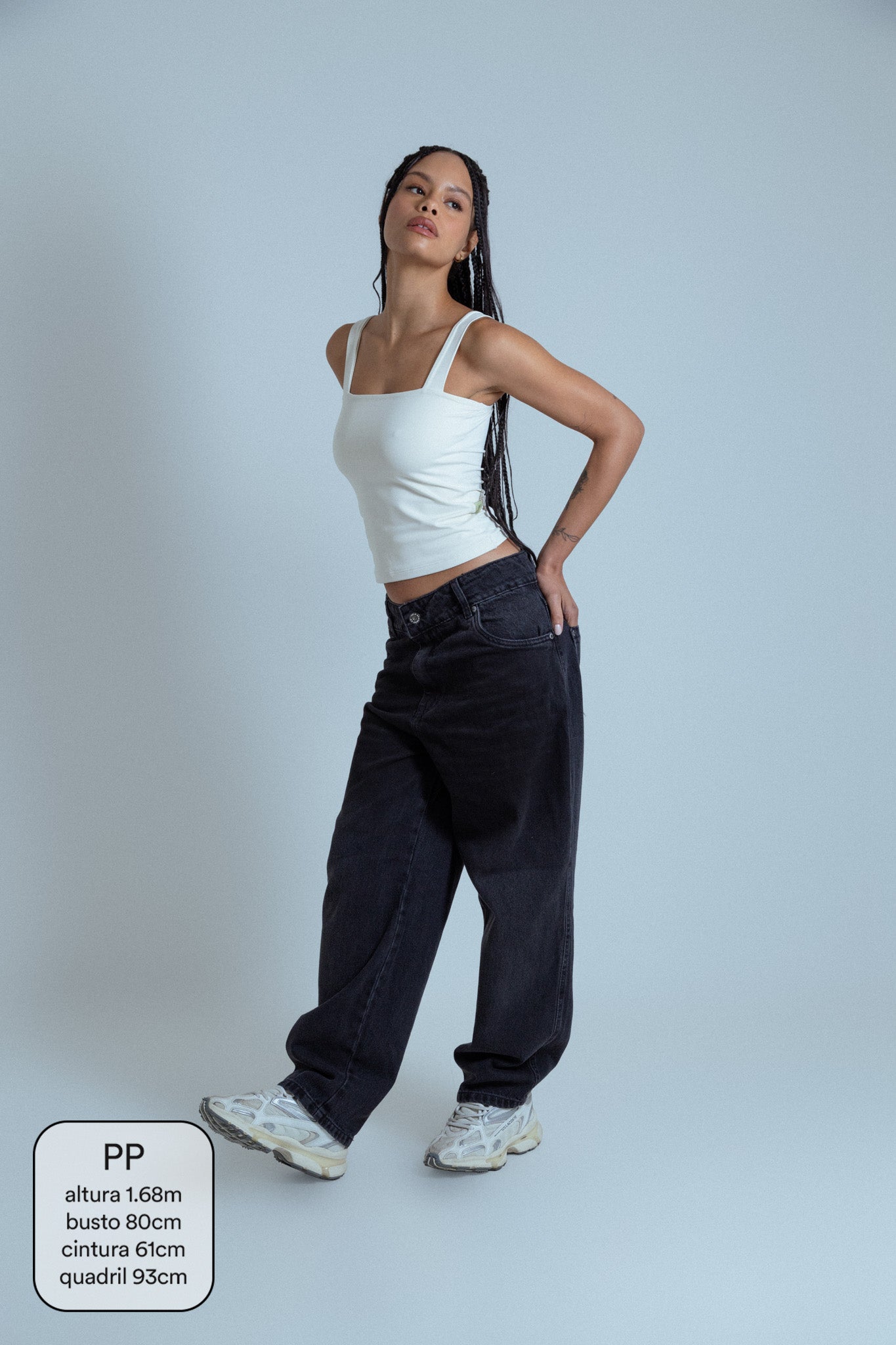calça jeans ajustável mom midnight black