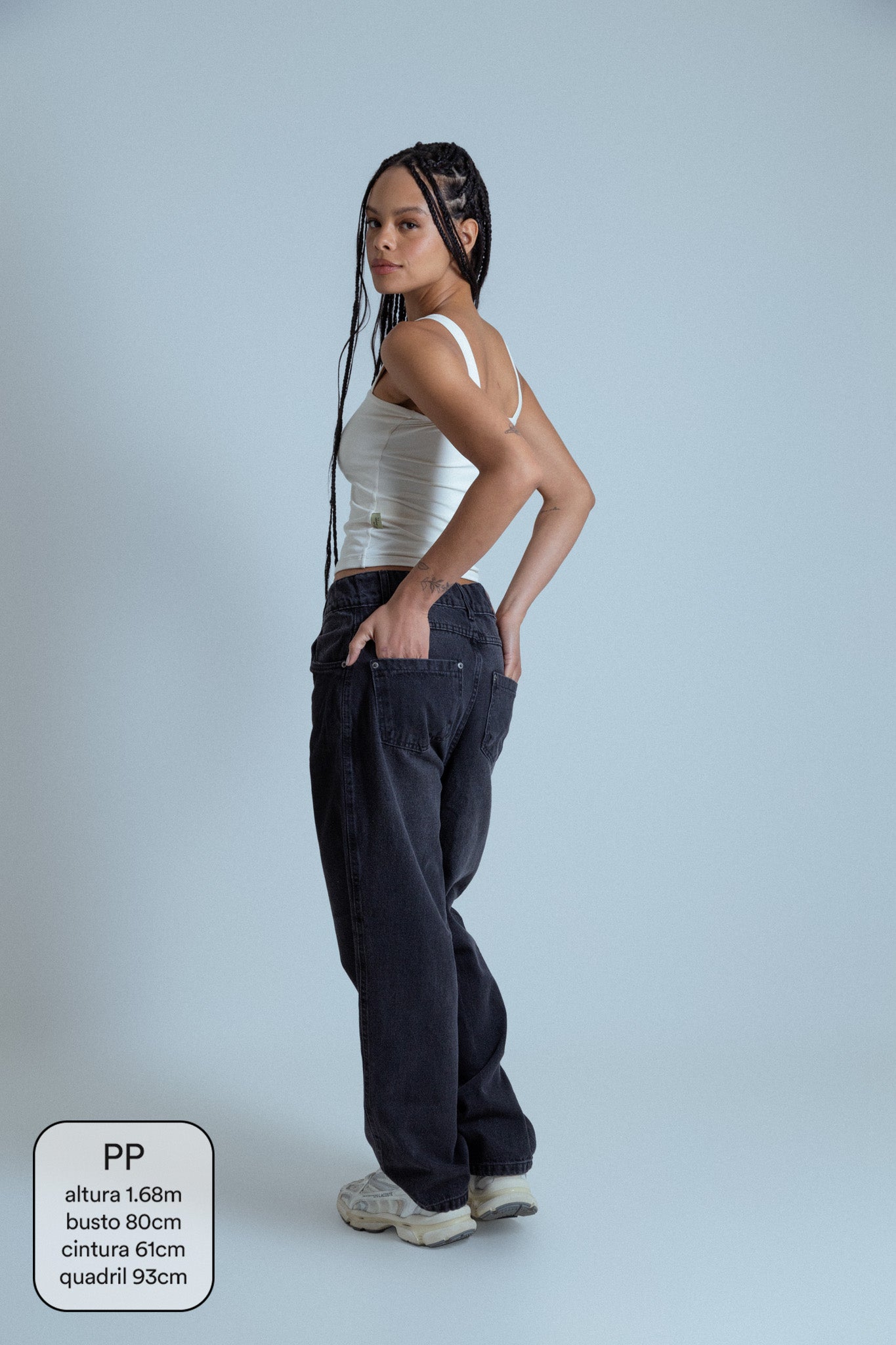 calça jeans ajustável mom midnight black