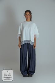 camisetão oversized com renda