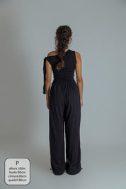 calça franzida com altura ajustável