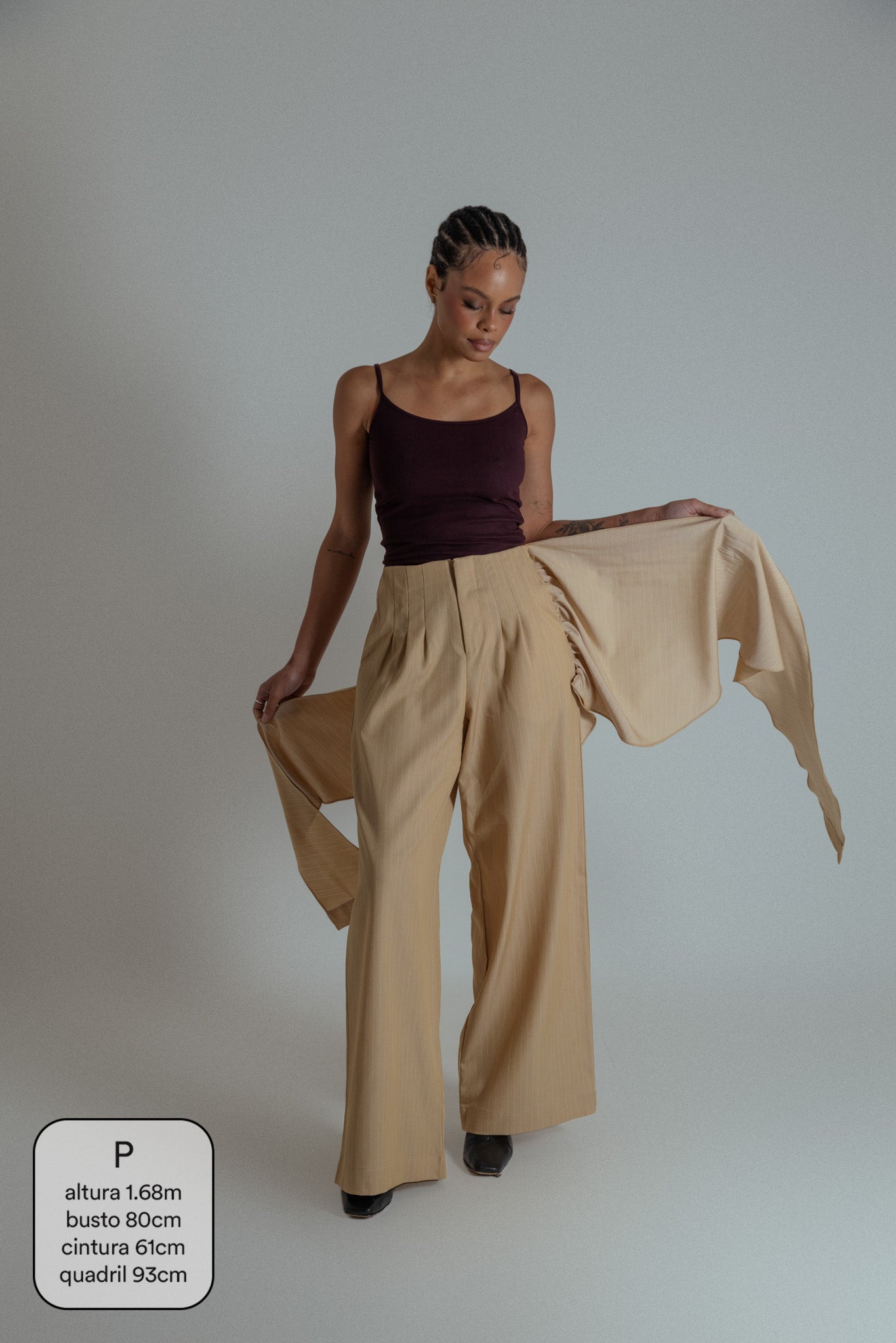 calça drama | calça de alfaiataria com amarração sobreposta