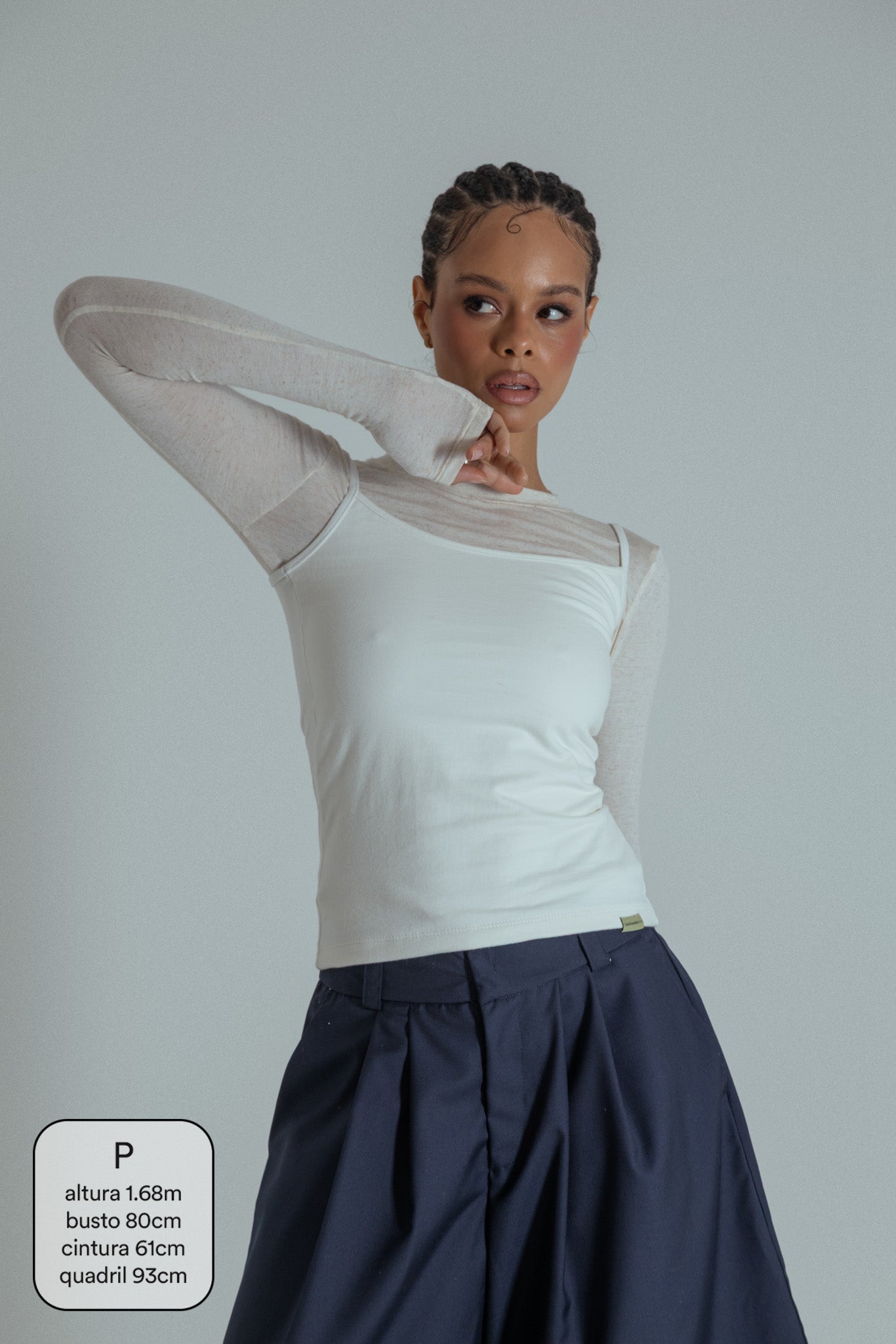 blusa macia manga longa segunda pele
