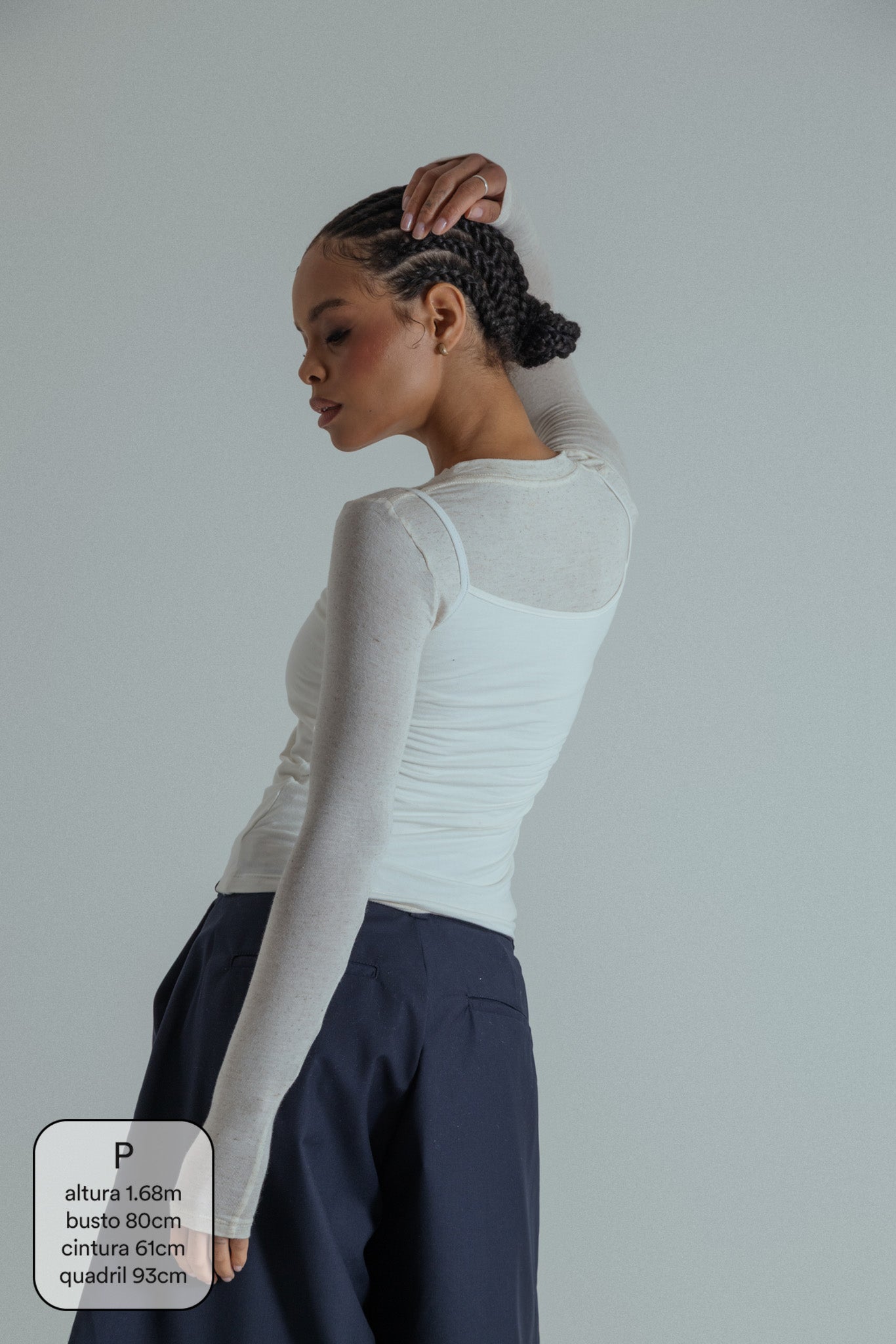 blusa macia manga longa segunda pele