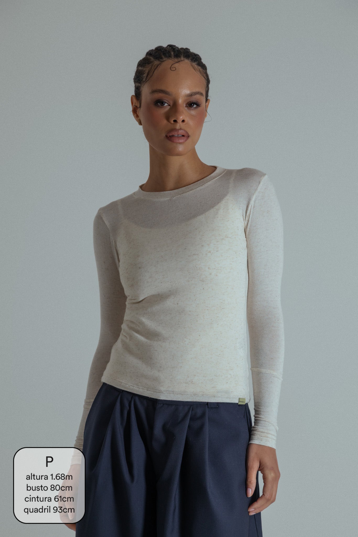 blusa macia manga longa segunda pele