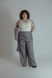 calça drama | calça de alfaiataria com amarração sobreposta