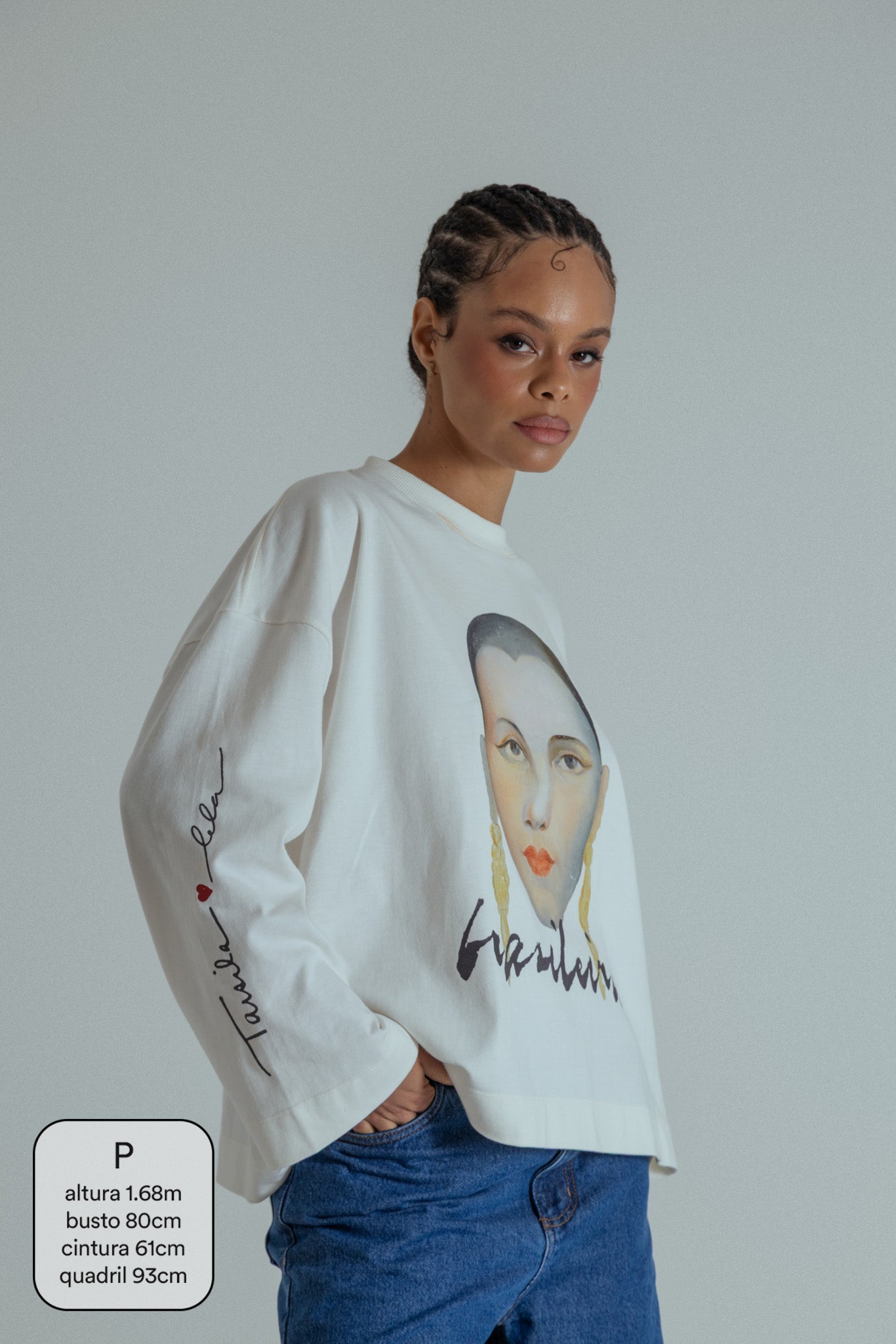 camiseta manga longa brasileira collab tarsila do amaral