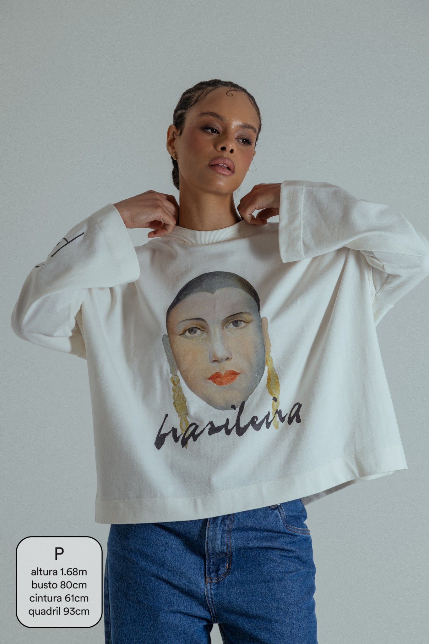 camiseta manga longa brasileira collab tarsila do amaral