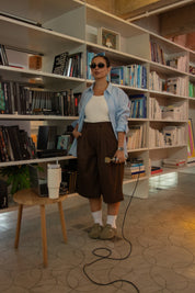 bermuda de alfaiataria feminina oversized chefa