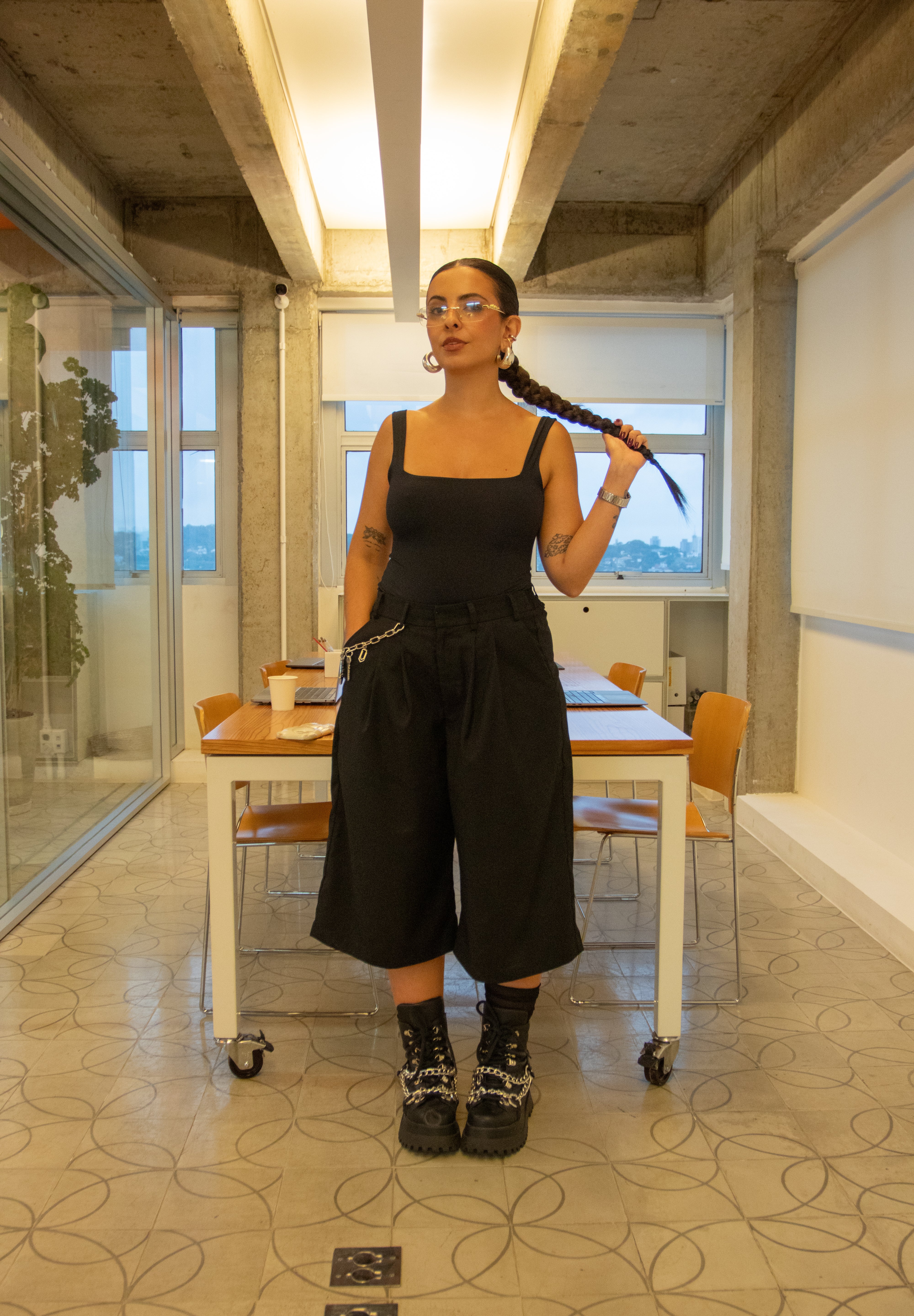 bermuda de alfaiataria feminina oversized chefa