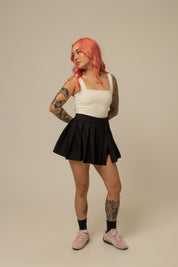 mini saia shorts plissada chefa