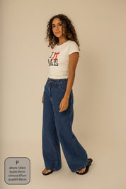 calça jeans ajustável wide denim blue 1.0