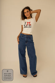 calça jeans ajustável wide denim blue 1.0
