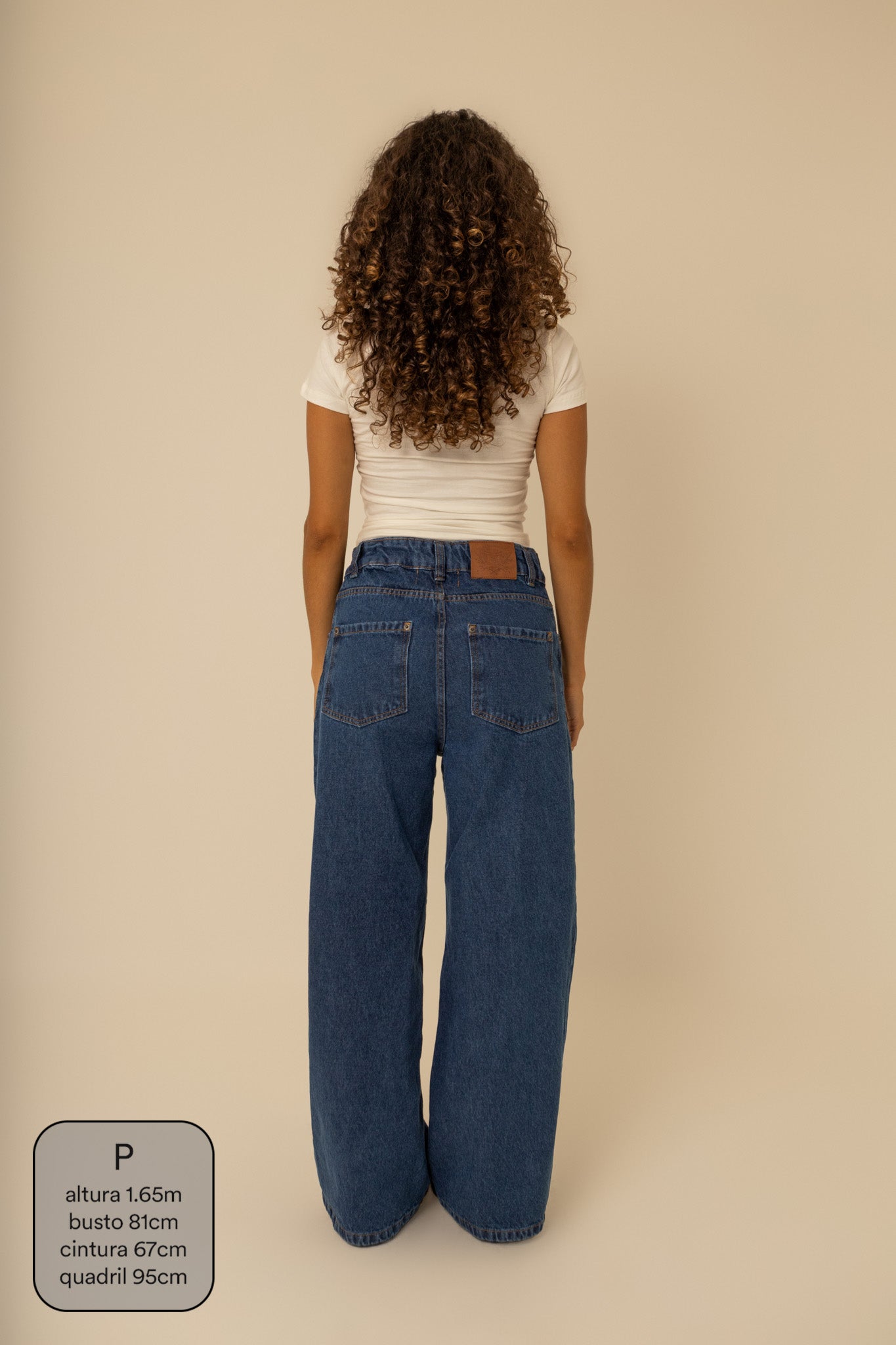 calça jeans ajustável wide denim blue