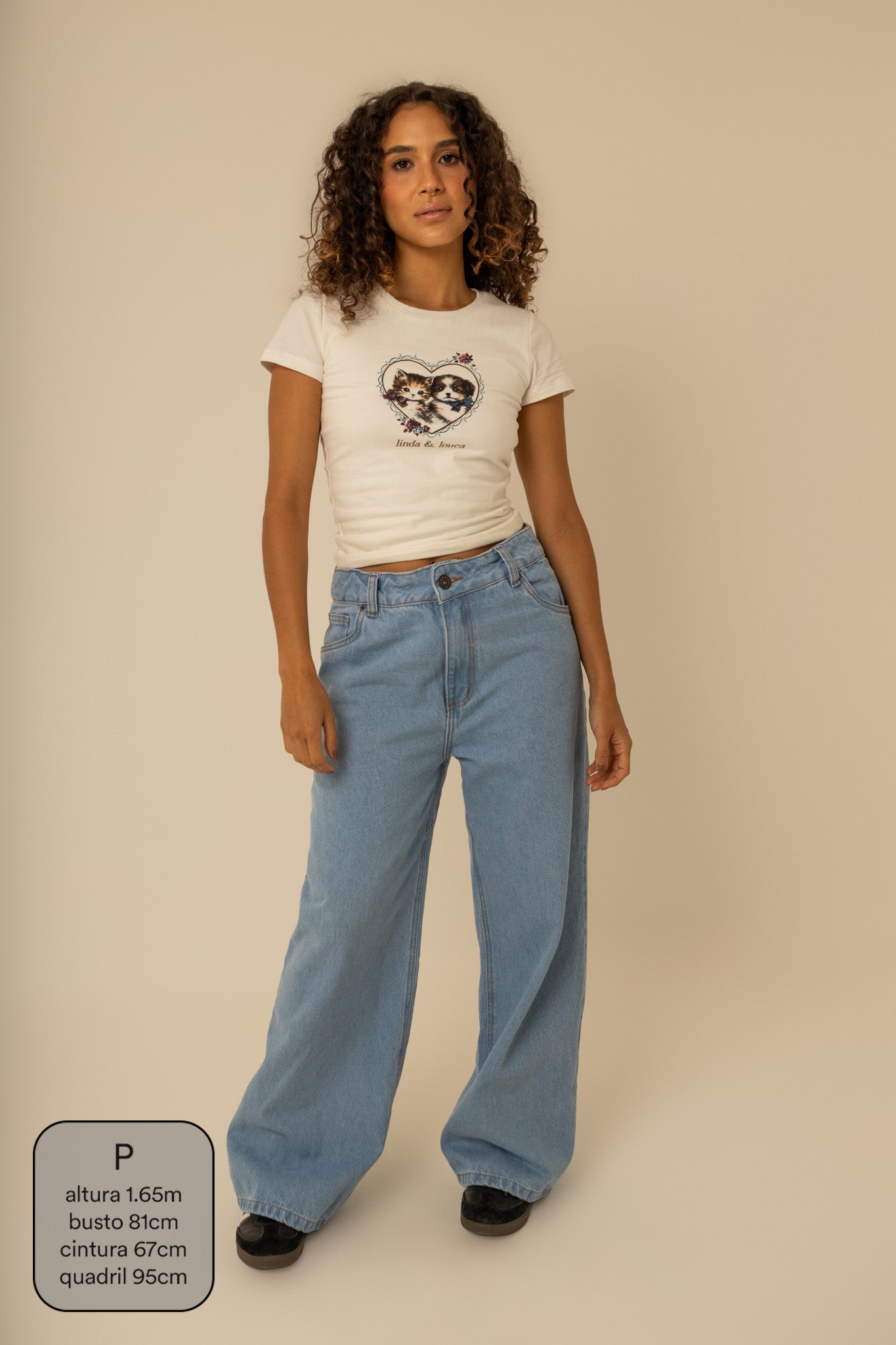 calça jeans ajustável wide light blue