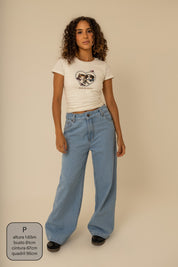 calça jeans ajustável wide light blue
