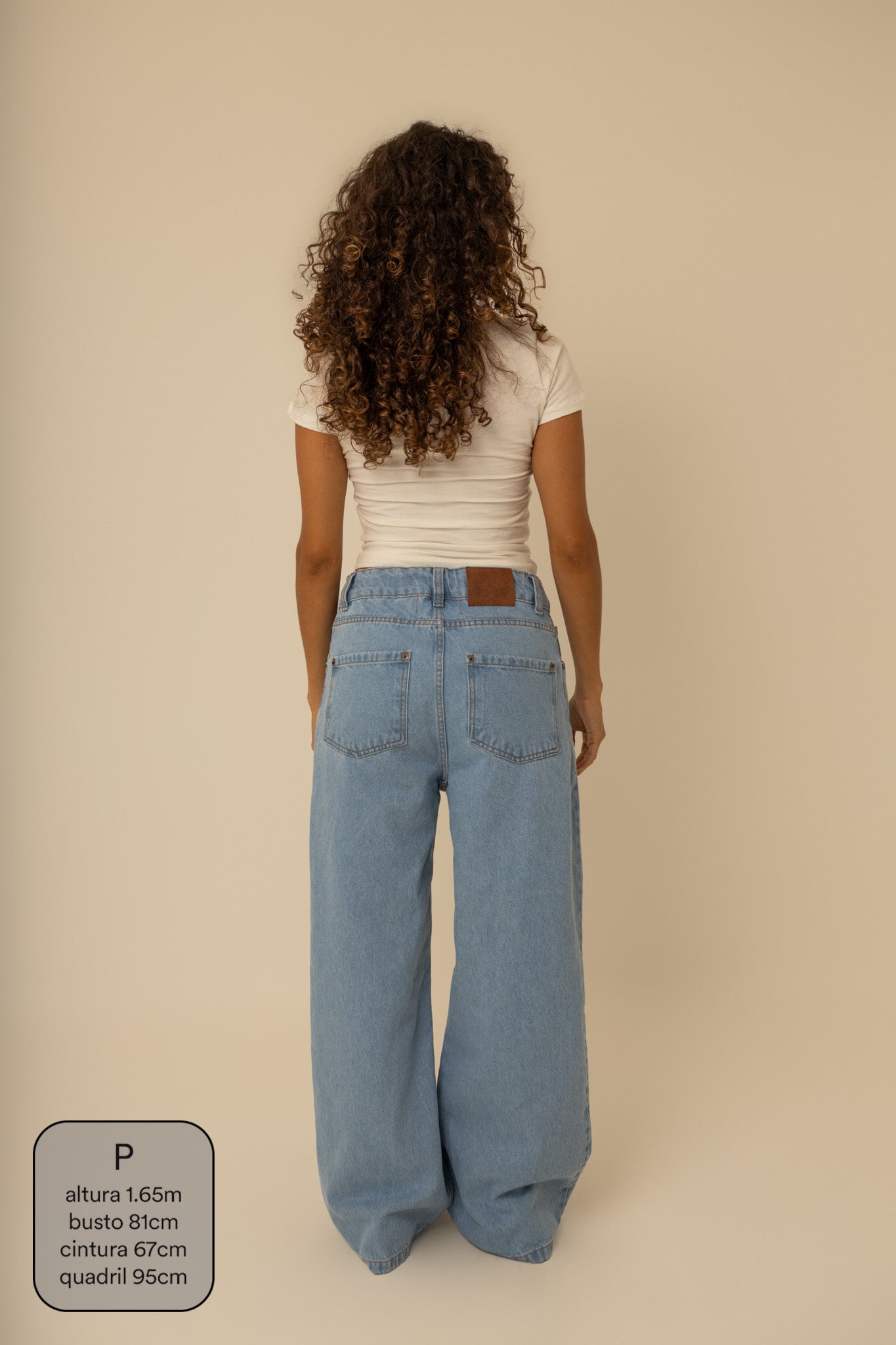 calça jeans ajustável wide light blue