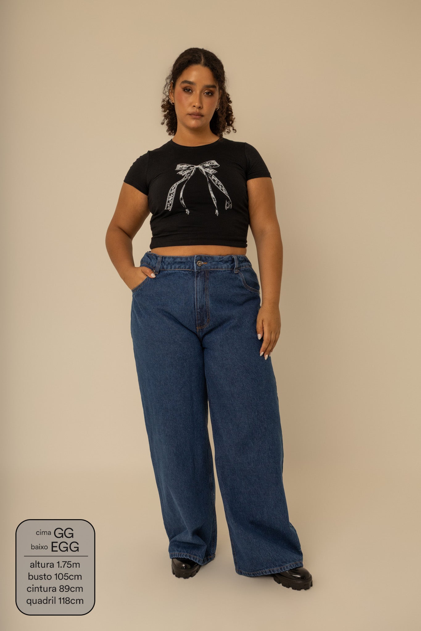 calça jeans ajustável wide denim blue