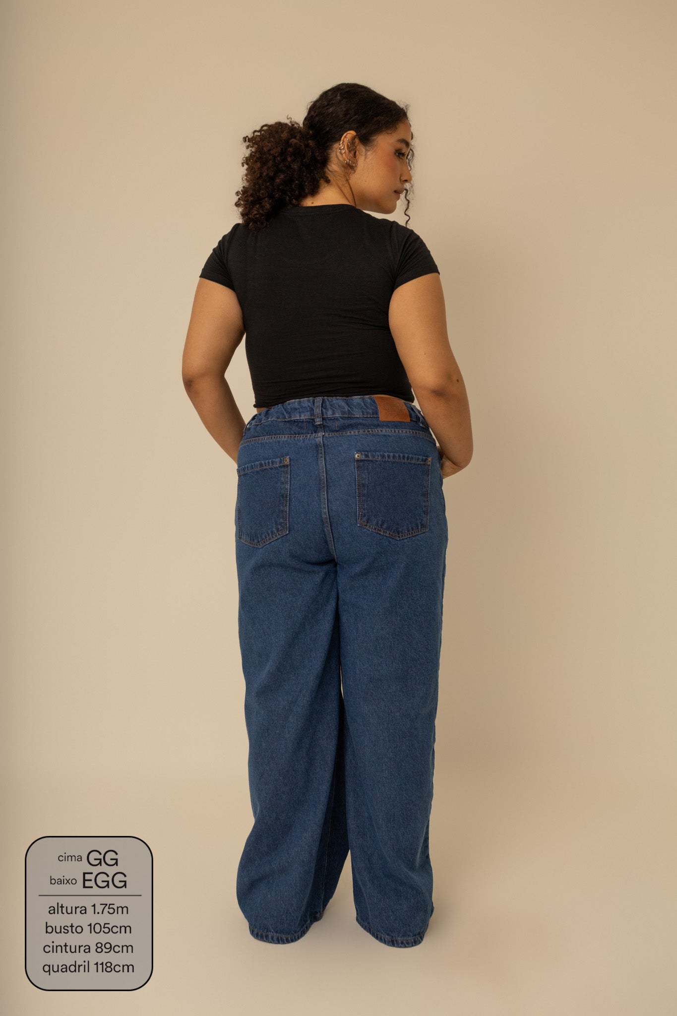 calça jeans ajustável wide denim blue