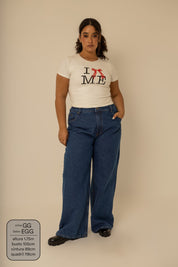 calça jeans ajustável wide denim blue 1.0