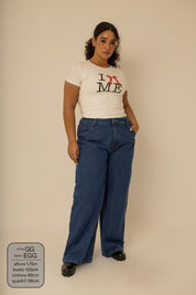 calça jeans ajustável wide denim blue 1.0