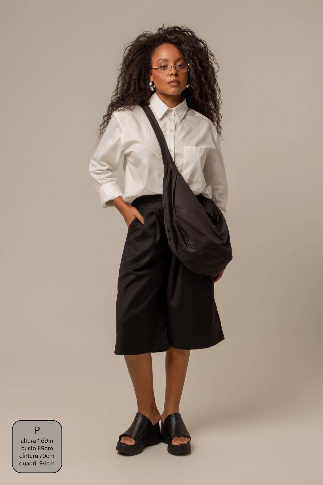 bermuda de alfaiataria feminina oversized chefa