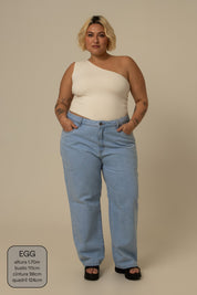 calça jeans ajustável mom clara
